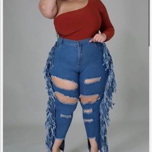 Plus size distressed jeans